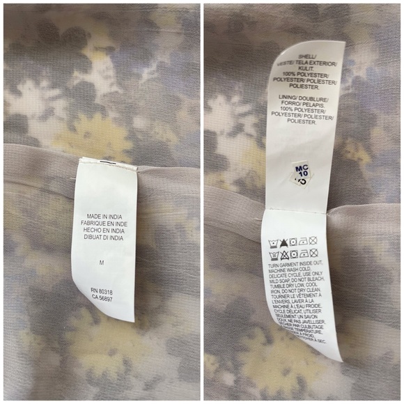 Lucky Brand Floral Print Flutter Sleeve Blouse Med - Picture 9 of 11